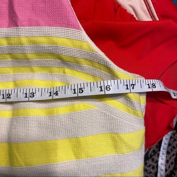 LOFT Pink and yellow striped Shift Dress Size 8 - Picture 9 of 9